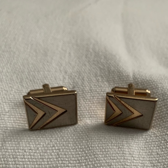Other - Vintage Two Toned Rectangular Cufflinks Made in The USA